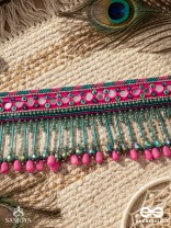 Srava- The Rose Cascade- Glass Beads & Mirror Lace Embroidered Choker Necklace