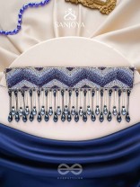 Adrisha - The Indigo Hills - Cutdana And Glass Drops Hand Embroidered Choker Neckpiece