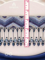 Adrisha - The Indigo Hills - Cutdana And Glass Drops Hand Embroidered Choker Neckpiece