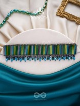 Vapraa- The Flower Bed- Glass Beads & Glass Drops Embroidered Choker Necklace