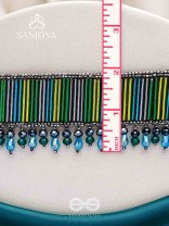 Vapraa- The Flower Bed- Glass Beads & Glass Drops Embroidered Choker Necklace