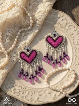 Trasa- The Crimson Heart- Pearls & Stones Embroidered Earrings
