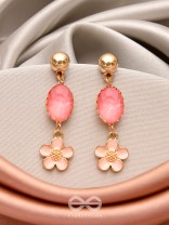 The Rosy Paradise- Golden Enamelled Earrings