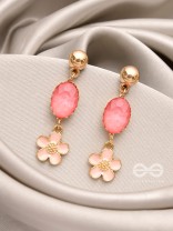 The Rosy Paradise- Golden Enamelled Earrings