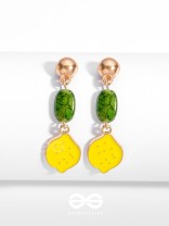 The Lemon Twist- Golden Enamelled Earrings