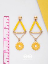The Marigold Swing- Golden Enamelled Earrings