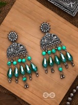 The Emerald Eden- Oxidised Embellished Earrings