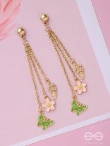 The Spring Butterfly- Golden Enamelled CZ Earrings 