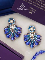 Vrikshagra- The Indigo Crown- Pearls, Beads & Sequins Embroidered Earrings