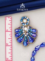Vrikshagra- The Indigo Crown- Pearls, Beads & Sequins Embroidered Earrings