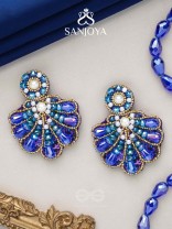 Vrikshagra- The Indigo Crown- Pearls, Beads & Sequins Embroidered Earrings