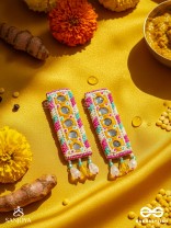 Bimbita- The Mirror Image- Glass Beads & Mirror Lace Embroidered Earrings