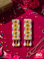Bimbita- The Mirror Image- Glass Beads & Mirror Lace Embroidered Earrings