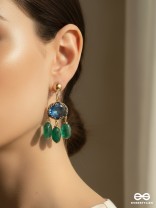 The Bonnie Blue- Golden Embellished Drop Earrings