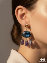 The Bonnie Blue- Golden Embellished Drop Earrings
