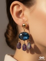 The Bonnie Blue- Golden Embellished Drop Earrings