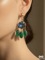 The Bonnie Blue- Golden Embellished Drop Earrings