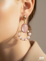 The Bubblegum Pink- Golden Embellished Earrings