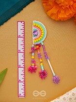 Vibhaasin - Decorated With Flowers- Stones & Sequins Hand Embroidered Earrings