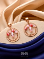 The Pinky Blossom- Golden Embellished Earrings