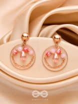 The Pinky Blossom- Golden Embellished Earrings