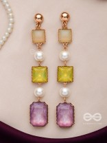 The Vibrant 'Color'burst- Golden Embellished Earrings