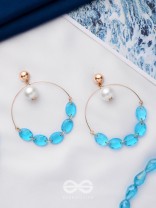 The Heavenly Blues- Golden Pearl Earrings