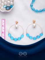 The Heavenly Blues- Golden Pearl Earrings