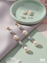 The Twilight Charm- Golden Pearl Earrings