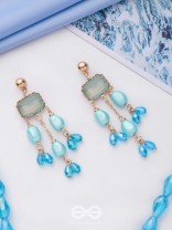 The Sapphire Sprinkle- Golden Embellished Earrings