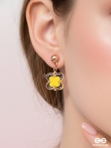 The Canary Bloom- Golden Enamelled Earrings
