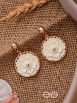 The White Dahlia- Golden Embellished Earrings