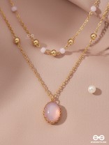 The Pink Pizzazz- Golden Embellished Layered Necklace With Anti-Tarnish Coating