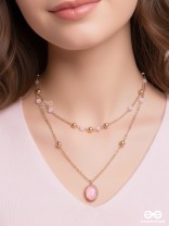 The Pink Pizzazz- Golden Embellished Layered Necklace With Anti-Tarnish Coating