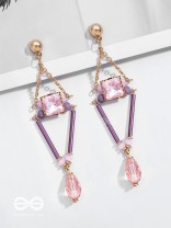 The Pyramid's Shadow- Golden Embellished Earrings