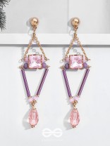 The Pyramid's Shadow- Golden Embellished Earrings