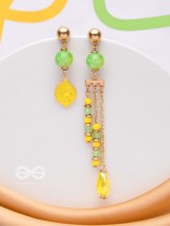 The Lime Splash- Golden Embellished Earrings