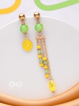 The Lime Splash- Golden Embellished Earrings