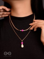 The Cotton Candy- Golden Pearl Layered Necklace