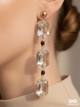 The Charcoal Charm- Golden Embellished Earrings