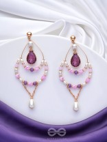 The Lavender Crush- Golden Pearl Earrings
