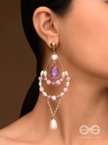 The Lavender Crush- Golden Pearl Earrings
