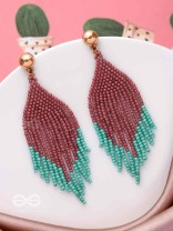 The Crimson Blaze- Golden Beaded Earrings