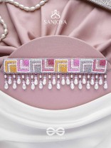 Karmuka - The Jazzy Rainbow - Resham, Beads And Glass Drops Hand Embroidered Choker Neckpiece