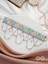 Paatalya - The Flower Meadow - Sequins, Beads And Glass Drops Hand Embroidered Choker Necpiece