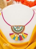 Aashara- The Crimson Fire- Pearls, Stones & Beads Embroidered Necklace 