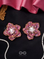 Taarana- The Pink Rose- Pearls, Stones & Beads Embroidered Earrings