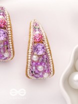 Saireeya- The Purple Garden- Stones, Pearls & Beads Embroidered Earrings