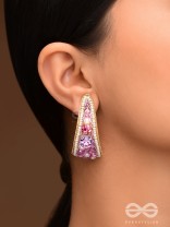 Saireeya- The Purple Garden- Stones, Pearls & Beads Embroidered Earrings