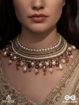 Vaidurya- Studded with Gems- Pearls, Beads & Sequins Embroidered Necklace